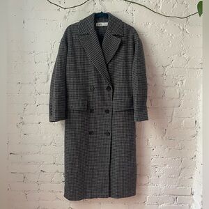 Zara Charcoal Houndstooth Overcoat